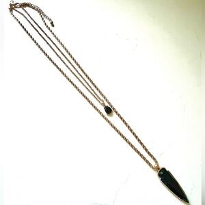 Natasha Black/Gold (approx) 38” Dual Pendant Necklace Cable&Rope Chain like new!